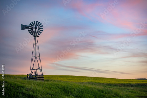Windmill Sunset on the Prairie