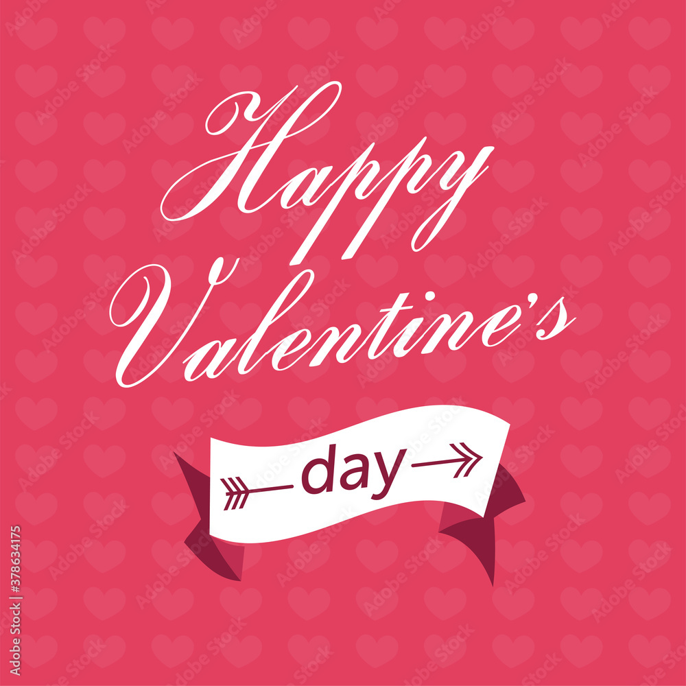 Valentines Day Lettering Background. Happy Valentines Day text on a red background