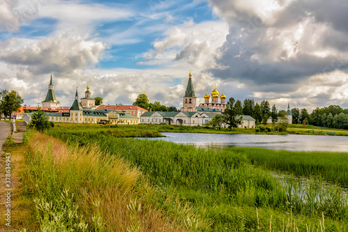 Assumption Cathedral. Valdai Iversky Bogoroditsky Svyatoozersky Monastery is an Orthodox monastery . photo