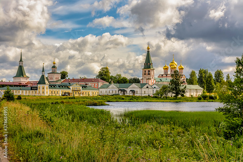 Assumption Cathedral. Valdai Iversky Bogoroditsky Svyatoozersky Monastery is an Orthodox monastery . photo