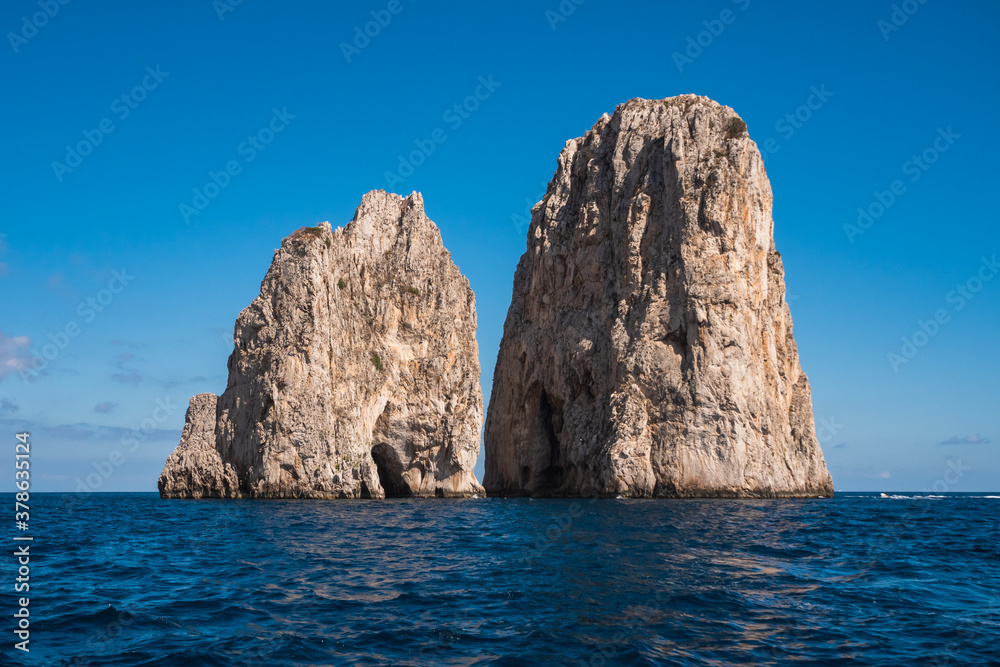 Capri Faraglioni Rocks Mezzo and Scopolo or Fuori in Italy