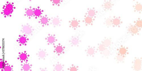 Light pink vector backdrop with virus symbols.
