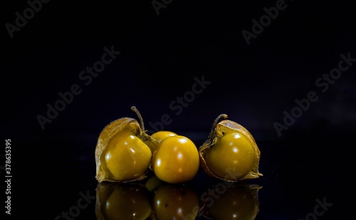 olives on a black background