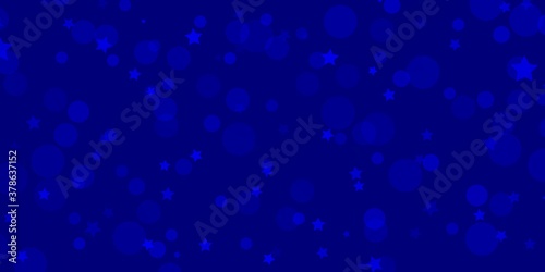 Light BLUE vector pattern with circles, stars. Colorful illustration with gradient dots, stars. Texture for window blinds, curtains.