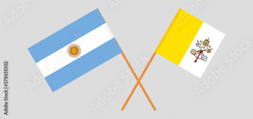 Crossed flags of Vatican and Argentina