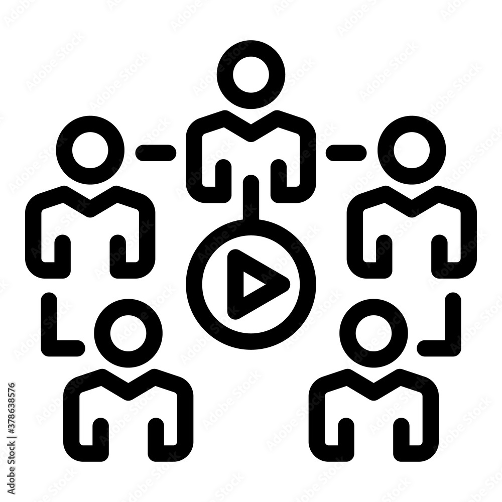 Video group online meeting icon. Outline video group online meeting vector icon for web design isolated on white background