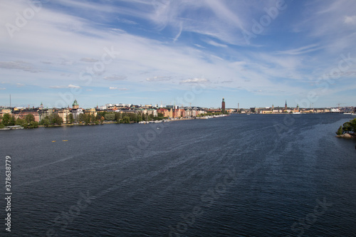 Cityscape of the Riddarfjärden in Stockholm, Sweden on a summer day