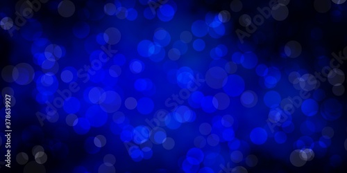 Dark BLUE vector pattern with circles. Modern abstract illustration with colorful circle shapes. Pattern for business ads.