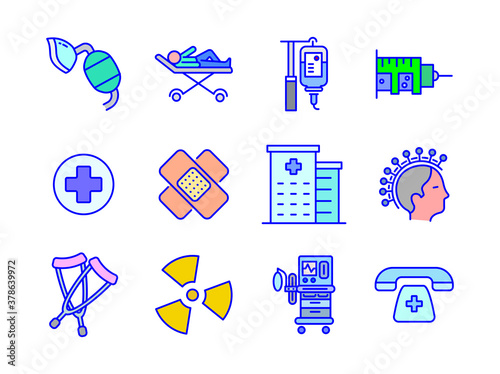 Healthcare and Medical vector filed colored line icons style 2 vol 4