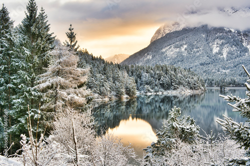 Eibsee Bavaria during winter 