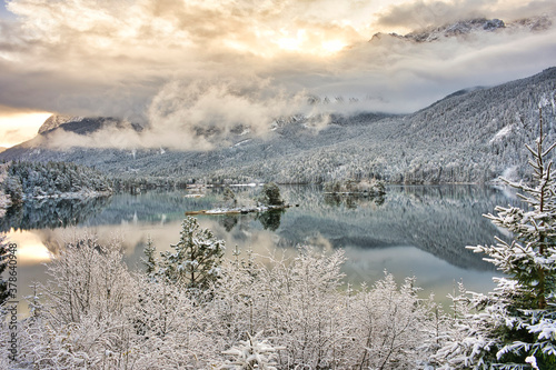 Eibsee Bavaria during winter 
