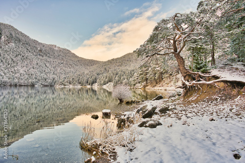 Eibsee Bavaria during winter 