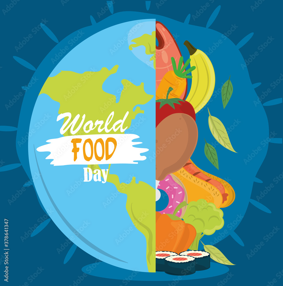 world food day, healthy lifestyle meal earth nutrition balance poster