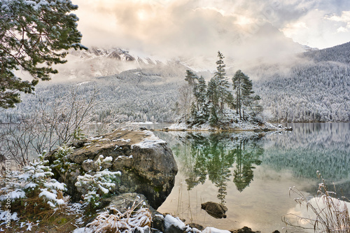 Eibsee Bavaria during winter 