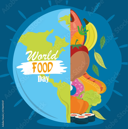 world food day, healthy lifestyle meal earth nutrition balance poster