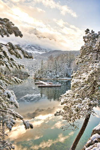 Eibsee Bavaria during winter 