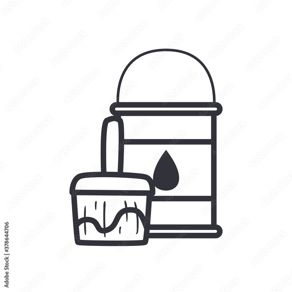 paint bucket and brush line style icon vector design paint bucket and brush line style icon vector design