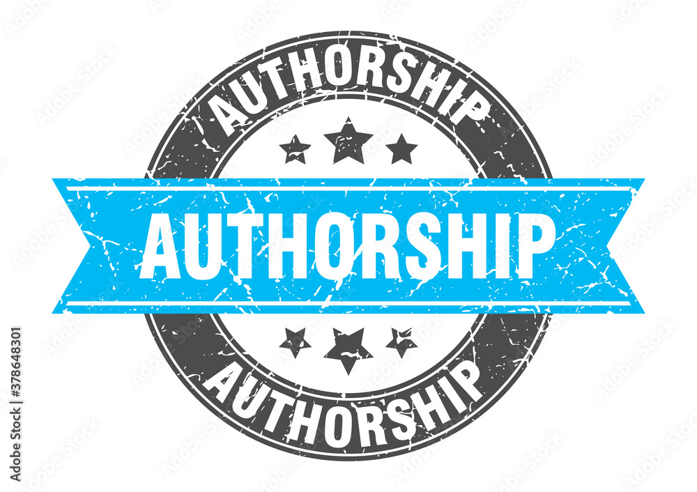Obraz premium authorship round stamp with ribbon. label sign