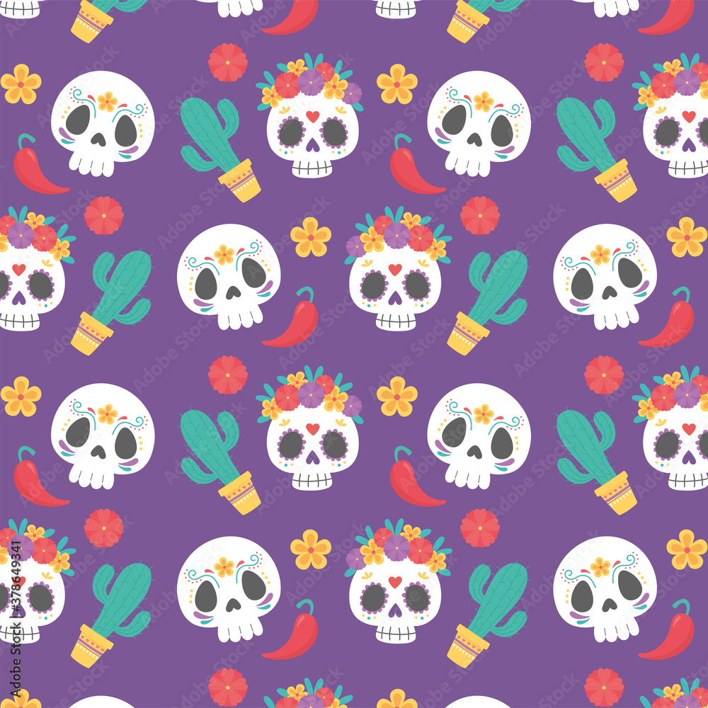 day of the dead, mexican celebration culture cactus skull flowers decoration background day of the dead, mexican celebration culture cactus skull flowers decoration background
