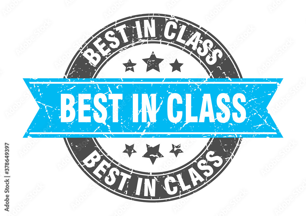 Fototapeta premium best in class round stamp with ribbon. label sign