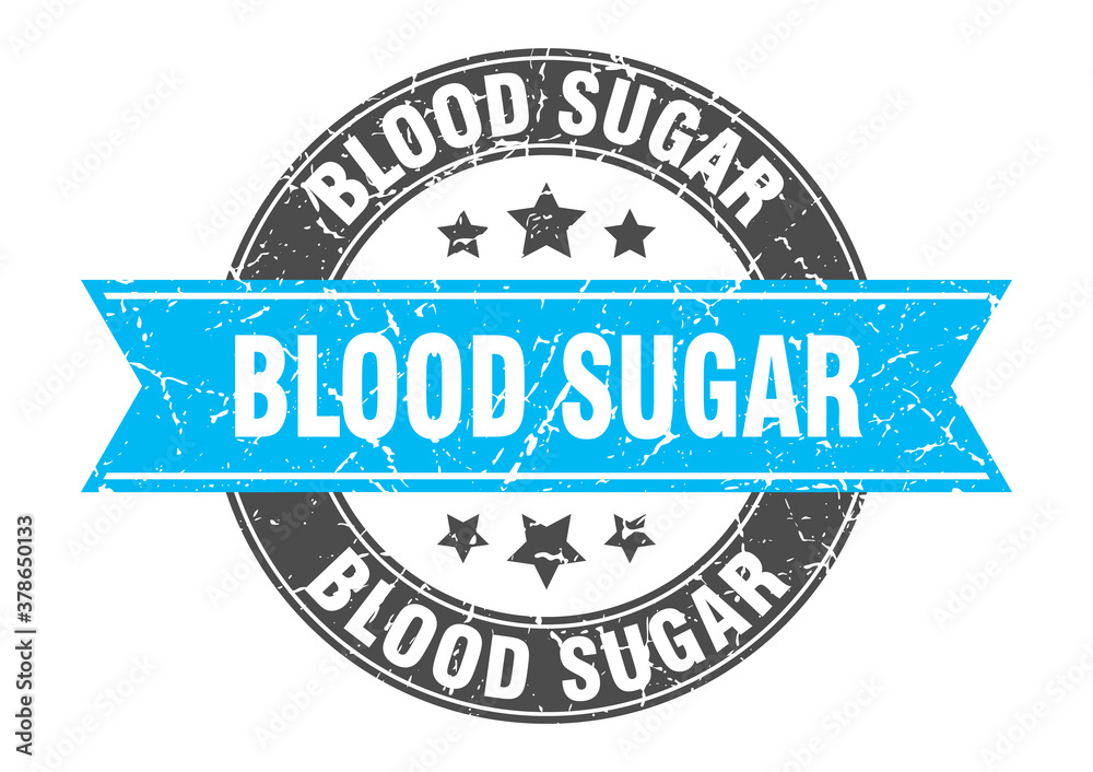 blood sugar round stamp with ribbon. label sign