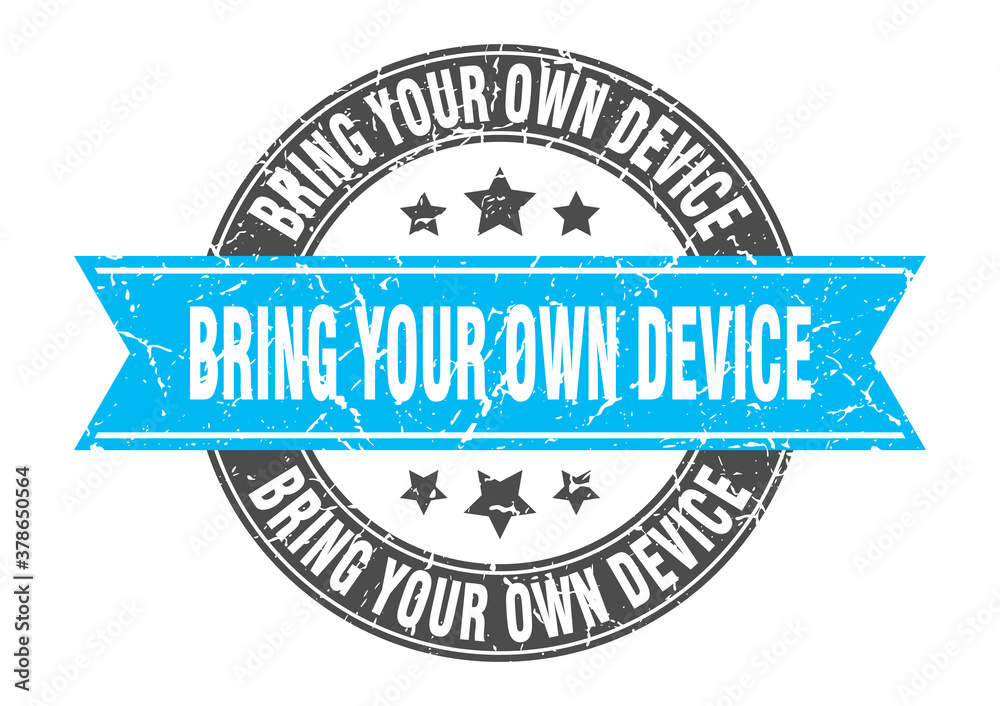 bring your own device round stamp with ribbon. label sign bring your own device round stamp with ribbon. label sign