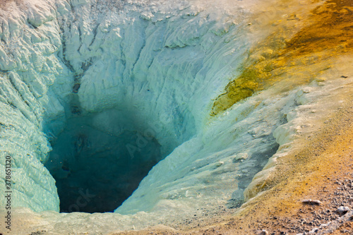 Spasmodic Geyser, Hydrothermal feature at Yellowstone National Park, close-up