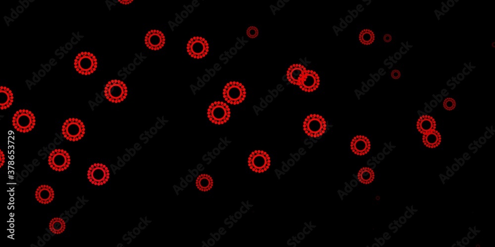 Dark pink, red vector background with covid-19 symbols. Dark pink, red vector background with covid-19 symbols.