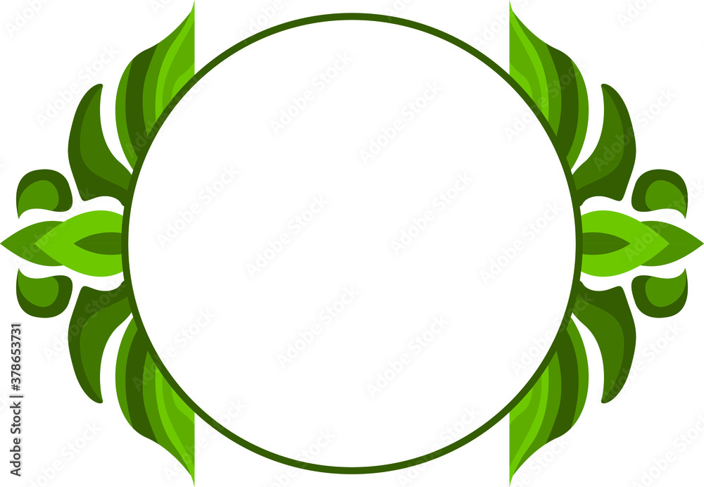 Vector Design of a Green Leaf Ornament Circle Frame with a Nature Theme Vector Design of a Green Leaf Ornament Circle Frame with a Nature Theme
