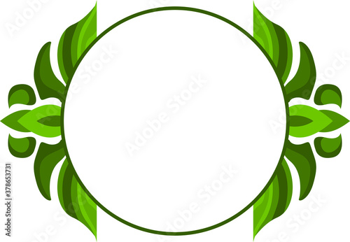 Vector Design of a Green Leaf Ornament Circle Frame with a Nature Theme