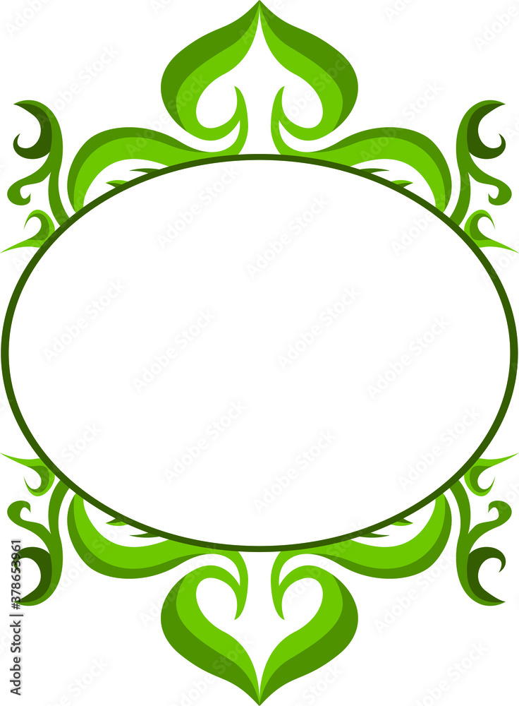Vector Design of a Green Leaf Ornament Circle Frame with a Nature Theme Vector Design of a Green Leaf Ornament Circle Frame with a Nature Theme