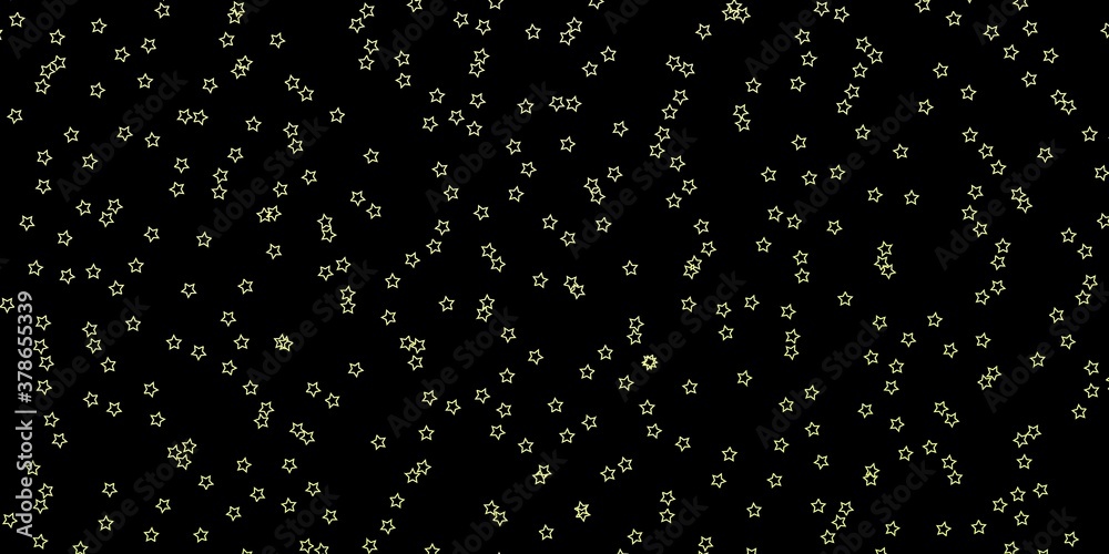 Obraz premium Dark Green, Yellow vector texture with beautiful stars. Shining colorful illustration with small and big stars. Best design for your ad, poster, banner.