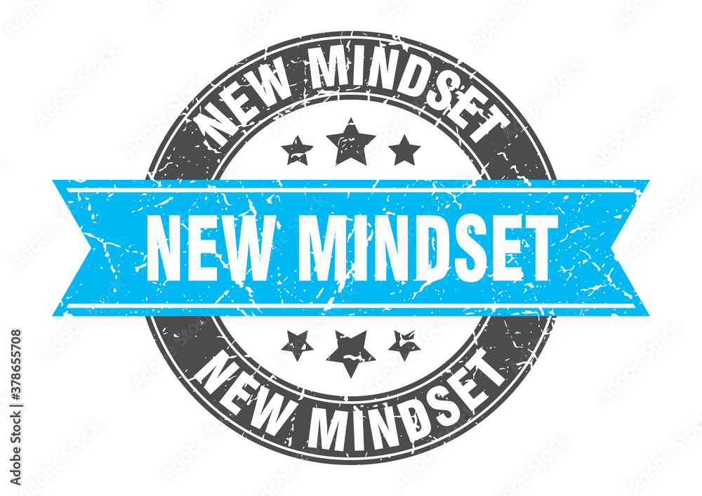 new mindset round stamp with ribbon. label sign new mindset round stamp with ribbon. label sign