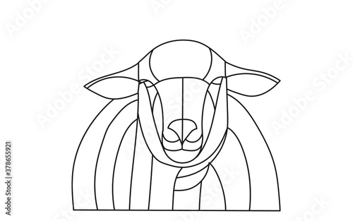 Sheep line illustration. Geometric abstract animal drawings. Contour drawing.