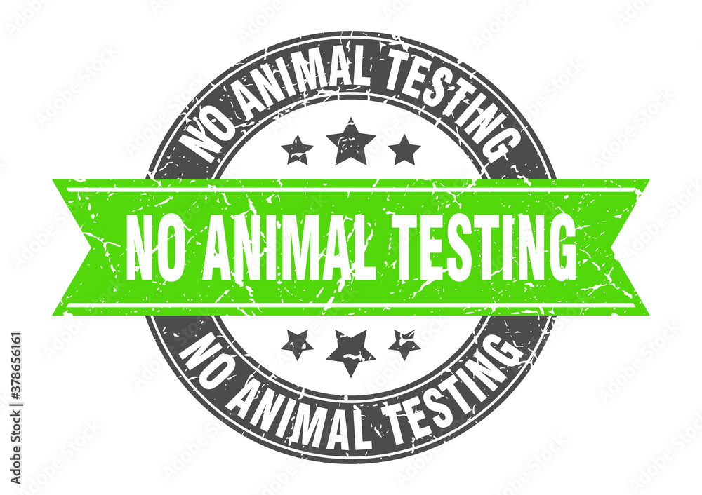 no animal testing round stamp with ribbon. label sign no animal testing round stamp with ribbon. label sign