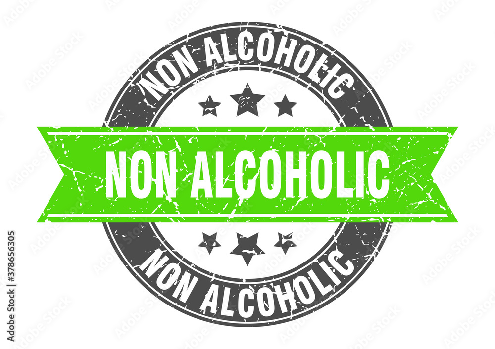 Obraz premium non alcoholic round stamp with ribbon. label sign