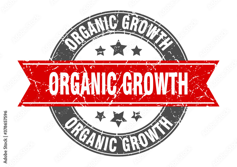 Fototapeta premium organic growth round stamp with ribbon. label sign