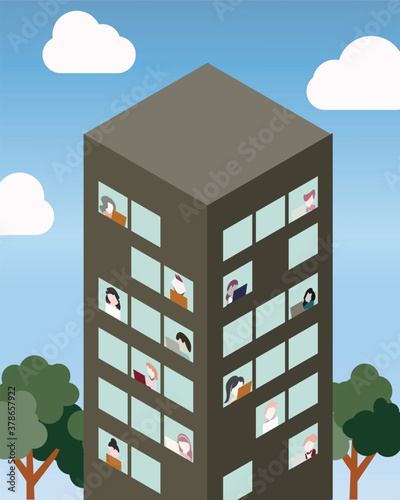 employees are working at office vector