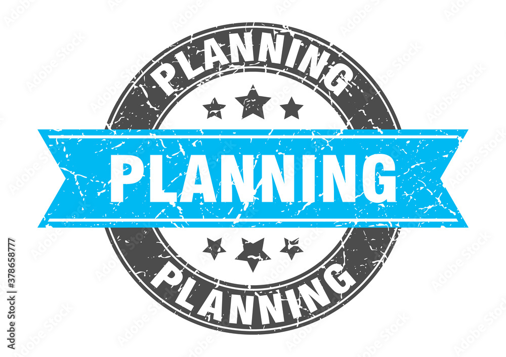 planning round stamp with ribbon. label sign planning round stamp with ribbon. label sign