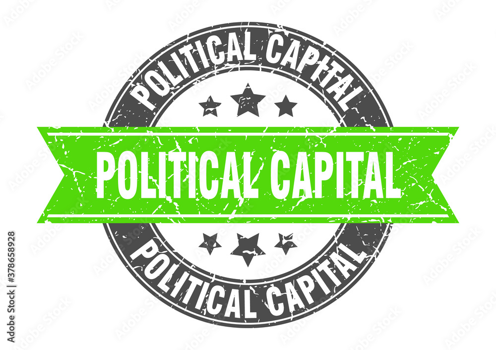 Fototapeta premium political capital round stamp with ribbon. label sign