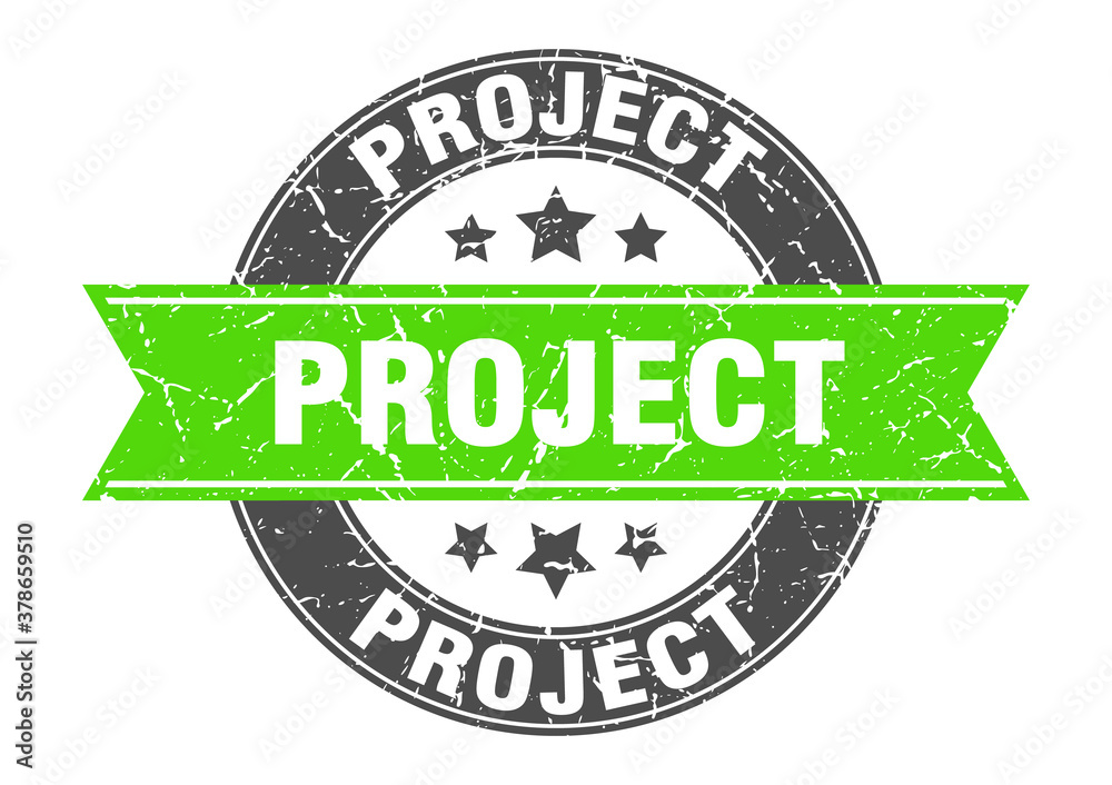 Fototapeta premium project round stamp with ribbon. label sign