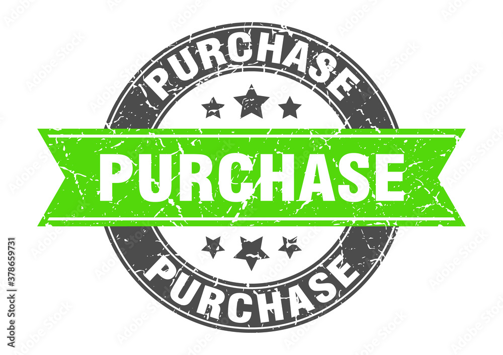 Fototapeta premium purchase round stamp with ribbon. label sign