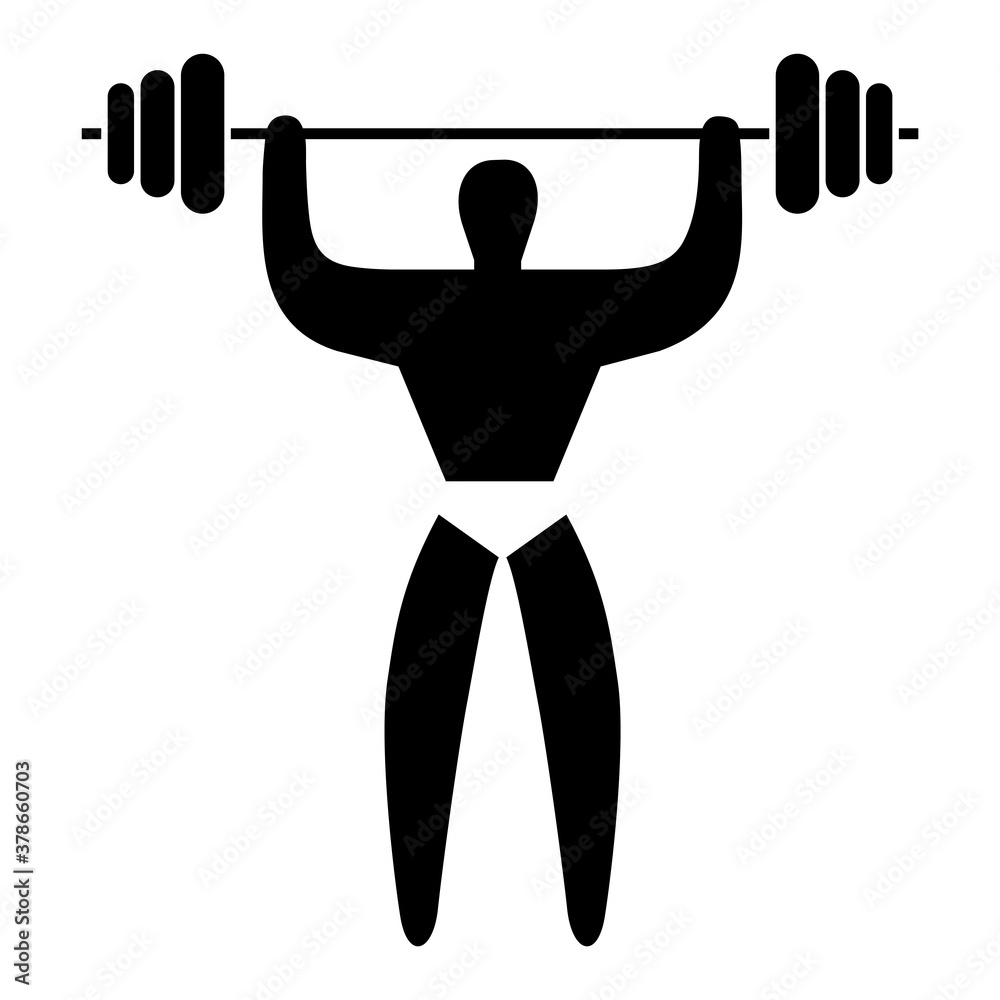 バーベルを挙げる男性のシルエット 筋トレのピクトグラム Stock Vector Adobe Stock