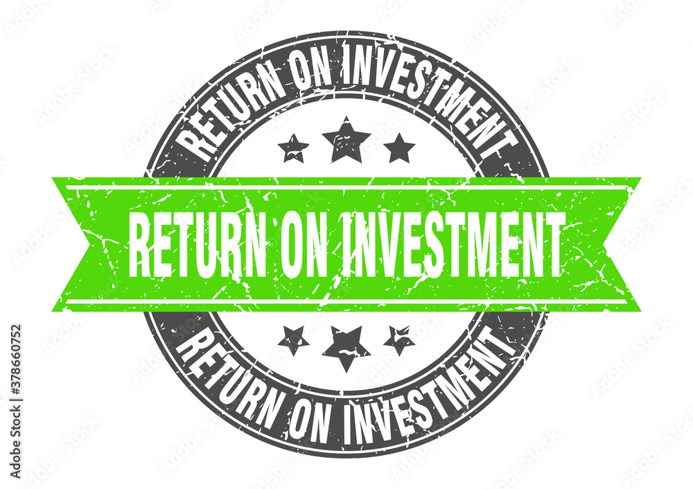 return on investment round stamp with ribbon. label sign return on investment round stamp with ribbon. label sign
