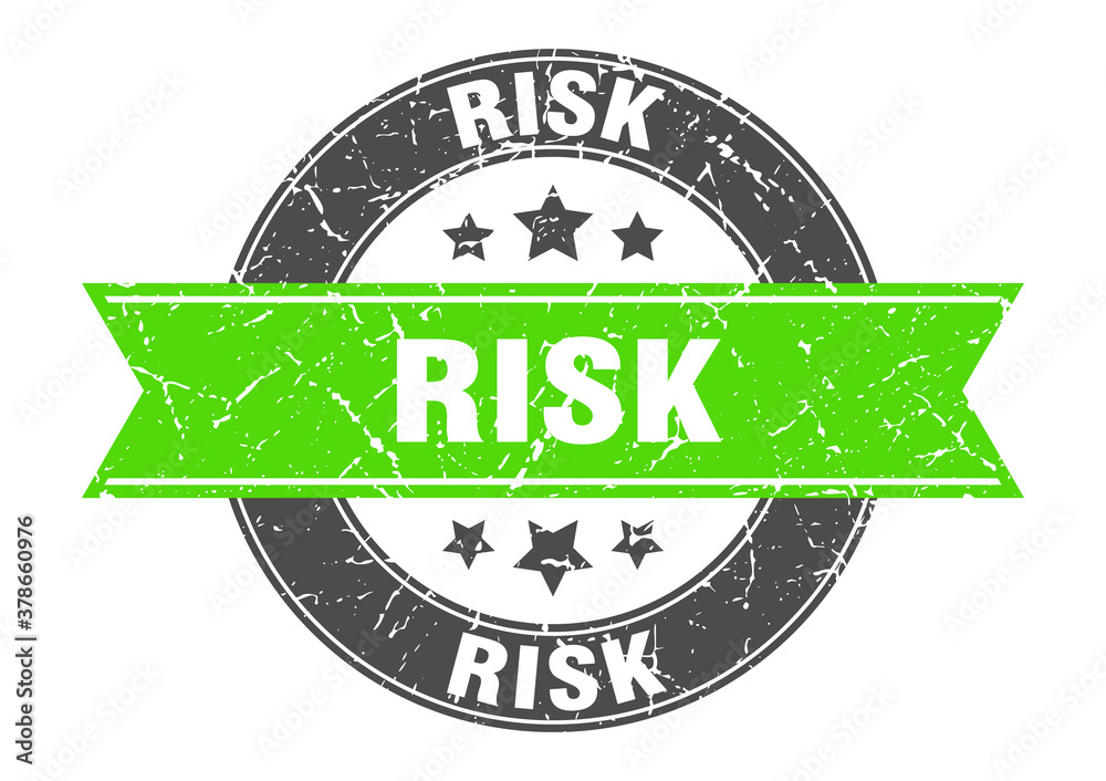 Obraz premium risk round stamp with ribbon. label sign