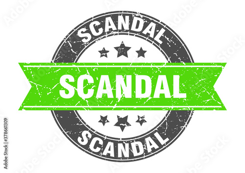 scandal round stamp with ribbon. label sign