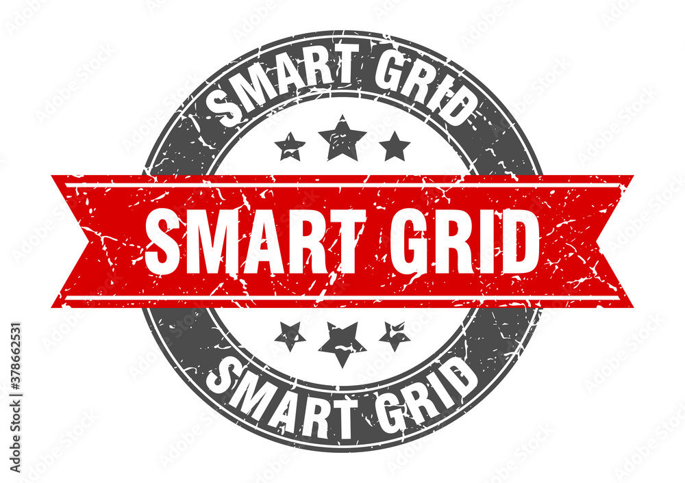 Fototapeta premium smart grid round stamp with ribbon. label sign