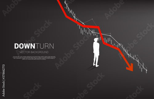 silhouette of businessman standing downturn graph. Concept for fail and accidental business