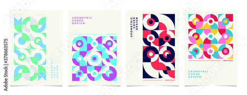 Retro geometric cover. Retro geometric style flat and line design elements. Retro art for covers, banners, flyers, and posters.