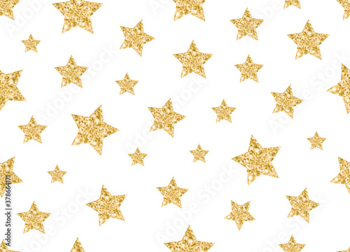 Glitter golden stars background. Seamless  vector illustration. Design for poster  website  cards  logo  print  wrapping  etc. More stars patterns in my collection. 